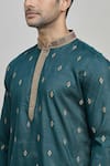 Arihant Rai Sinha_Green Poly Cotton Embroidered Thread Kurta And Churidar Set _at_Aza_Fashions