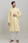 Buy_Arihant Rai Sinha_Yellow Kurta Poly Blend Plain Straight And Churidar Set _at_Aza_Fashions