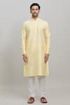 Buy_Arihant Rai Sinha_Yellow Kurta Poly Blend Plain Straight And Churidar Set _Online_at_Aza_Fashions