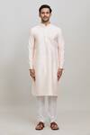 Arihant Rai Sinha_Pink Kurta Poly Blend Plain Solid With Churidar_Online_at_Aza_Fashions