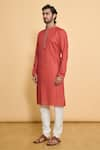 Buy_Arihant Rai Sinha_Red Poly Cotton Digital Print Bandhani Kurta And Churidar Set _Online_at_Aza_Fashions