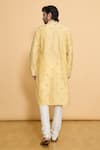 Shop_Arihant Rai Sinha_Yellow Polyester, Cotton Lace, Embroidery Geometric Leaf Kurta Set _at_Aza_Fashions
