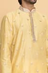 Shop_Arihant Rai Sinha_Yellow Polyester, Cotton Lace, Embroidery Geometric Leaf Kurta Set _Online_at_Aza_Fashions