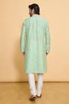 Shop_Arihant Rai Sinha_Green Polyester Lace, Embroidery Straight Kurta With Churidar_at_Aza_Fashions