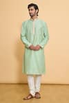Buy_Arihant Rai Sinha_Green Polyester Lace, Embroidery Straight Kurta With Churidar_Online_at_Aza_Fashions
