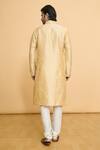 Shop_Arihant Rai Sinha_Beige Poly Jacquard Lace Woven Straight Kurta With Churidar _at_Aza_Fashions