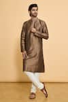 Buy_Arihant Rai Sinha_Brown Kurta Poly Jacquard Woven Mandala Floral Pattern With Churidar _at_Aza_Fashions