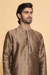 Shop_Arihant Rai Sinha_Brown Kurta Poly Jacquard Woven Mandala Floral Pattern With Churidar _Online_at_Aza_Fashions