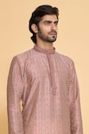 Shop_Arihant Rai Sinha_Red Polyester, Cotton Floral Butti Print Kurta With Churidar _Online_at_Aza_Fashions