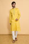 Buy Arihant Rai Sinha Yellow Cotton, Polyester Embroidery Miniature Butti Pattern Kurta With Churidar at Aza Fashions Buy_Arihant Rai Sinha_Yellow Cotton, Polyester Embroidery Miniature Butti Pattern Kurta With Churidar _at_Aza_Fashions