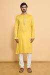 Arihant Rai Sinha Yellow Cotton, Polyester Embroidery Miniature Butti Pattern Kurta With Churidar Online at Aza Fashions Arihant Rai Sinha_Yellow Cotton, Polyester Embroidery Miniature Butti Pattern Kurta With Churidar _Online_at_Aza_Fashions