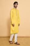 Buy Arihant Rai Sinha Yellow Cotton, Polyester Embroidery Miniature Butti Pattern Kurta With Churidar Online at Aza Fashions Buy_Arihant Rai Sinha_Yellow Cotton, Polyester Embroidery Miniature Butti Pattern Kurta With Churidar _Online_at_Aza_Fashions