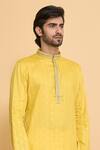 Shop Arihant Rai Sinha Yellow Cotton, Polyester Embroidery Miniature Butti Pattern Kurta With Churidar Online at Aza Fashions Shop_Arihant Rai Sinha_Yellow Cotton, Polyester Embroidery Miniature Butti Pattern Kurta With Churidar _Online_at_Aza_Fashions