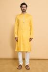 Arihant Rai Sinha_Gold Cotton, Polyester Embroidery Miniature Butti Work Kurta With Churidar _Online_at_Aza_Fashions