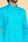 Arihant Rai Sinha_Blue Poly Cotton Woven Geometric Kurta And Churidar Set _at_Aza_Fashions