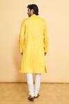 Shop_Arihant Rai Sinha_Yellow Polyester, Cotton Embroidery Geometric Pattern Woven Kurta And Churidar Set _at_Aza_Fashions