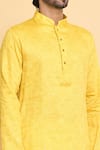 Arihant Rai Sinha_Yellow Polyester, Cotton Embroidery Geometric Pattern Woven Kurta And Churidar Set _at_Aza_Fashions