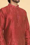 Arihant Rai Sinha_Red Kurta Poly Blend Solid Full Sleeve And Churidar Set _at_Aza_Fashions