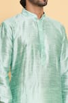 Shop_Arihant Rai Sinha_Green Kurta Dupion Silk Solid Mandarin Collar And Churidar Set _Online_at_Aza_Fashions