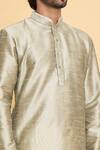 Arihant Rai Sinha_Grey Silk, Polyester Mandarin Collar Solid Kurta And Churidar Set _at_Aza_Fashions