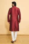 Shop_Arihant Rai Sinha_Maroon Kurta Dupion Silk Solid Plain And Churidar Set _at_Aza_Fashions