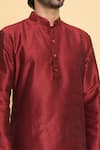 Arihant Rai Sinha_Maroon Kurta Dupion Silk Solid Plain And Churidar Set _at_Aza_Fashions