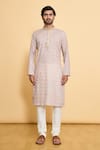 Buy_Arihant Rai Sinha_Grey Poly Cotton Digital Printed Floral Kurta And Churidar Set _Online_at_Aza_Fashions