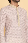 Arihant Rai Sinha_Grey Poly Cotton Digital Printed Floral Kurta And Churidar Set _at_Aza_Fashions