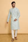 Buy_Arihant Rai Sinha_Blue Polyester Beads, Embroidery Thread And Kurta Set _at_Aza_Fashions