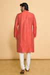 Shop_Arihant Rai Sinha_Red Kurta Poly Blend Solid Mandarin Collar And Churidar Set _at_Aza_Fashions