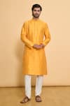 Buy_Arihant Rai Sinha_Gold Kurta Poly Blend Solid Plain And Churidar Set _at_Aza_Fashions