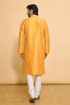 Shop_Arihant Rai Sinha_Gold Kurta Poly Blend Solid Plain And Churidar Set _at_Aza_Fashions