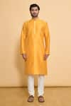 Buy_Arihant Rai Sinha_Gold Kurta Poly Blend Solid Plain And Churidar Set _Online_at_Aza_Fashions