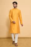 Arihant Rai Sinha_Gold Kurta Poly Blend Solid Plain And Churidar Set _at_Aza_Fashions