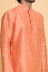 Shop_Arihant Rai Sinha_Peach Kurta Poly Blend Solid Plain And Churidar Set _Online_at_Aza_Fashions