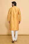 Shop_Arihant Rai Sinha_Yellow Kurta Poly Blend Solid Plain Mandarin Collar And Churidar Set _at_Aza_Fashions