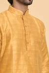 Arihant Rai Sinha_Yellow Kurta Poly Blend Solid Plain Mandarin Collar And Churidar Set _at_Aza_Fashions