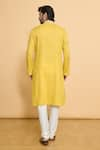 Shop_Arihant Rai Sinha_Yellow Kurta Poly Jacquard Woven Geometric Placket Embroidered And Churidar Set _at_Aza_Fashions