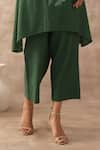 VARUN CHHABRA_Green Cotton Slub Embroidered Dori Round Asymmetric Tunic And Pant Set _Online_at_Aza_Fashions