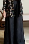 Shop_Sobariko_Black Brocade Hand Embroidered Floral Handwoven Jacket Palazzo Set  _Online_at_Aza_Fashions