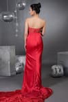 Shop_Talking Threads_Red Pure Satin Embellished Sequins Off Madonna Gardenia Draped Gown  _at_Aza_Fashions