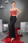 Shop_Talking Threads_Red Corset Pure Satin Embellished Sequins Gardenia Bloom With Pant  