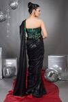 Shop_Talking Threads_Green Corset Tulle Embellished Emerald Encrusted Border Saree With  _at_Aza_Fashions