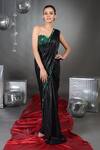 Buy_Talking Threads_Green Corset Tulle Embellished Emerald Encrusted Border Saree With  _Online_at_Aza_Fashions