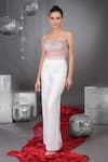 Talking Threads_Pink Tulle Embellished Crystals Off Shoulder Amor And Pearl Corset  _Online_at_Aza_Fashions