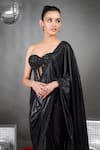 Buy_Talking Threads_Black Corset Tulle Embellished Elysian Cutdana Border Saree With  _Online_at_Aza_Fashions