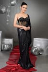 Shop_Talking Threads_Black Corset Tulle Embellished Elysian Cutdana Border Saree With  _Online_at_Aza_Fashions