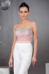 Buy_Talking Threads_Pink Corset Tulle Embellished Crystals Off Amor And Pearl With Pant  _Online_at_Aza_Fashions