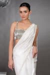 Shop_Talking Threads_White Organza Embellished Border Saree With Diamante Crystal Bustier  _Online_at_Aza_Fashions