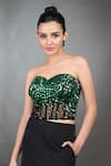 Talking Threads_Green Corset Tulle Embellished Emerald Rhinestones With Satin Skirt  _Online_at_Aza_Fashions